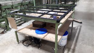 Steel framed fabric topped worktable with two shelves under