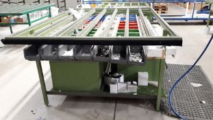 Steel framed fabricating workbench with shelf under & fabric finish