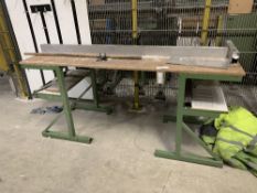 Steel framed workbench with wood top