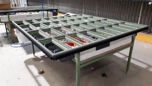 Steel framed fabricating workbench with shelf under & fabric finish