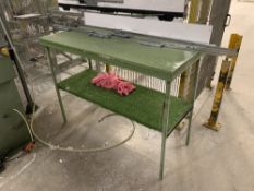 Steel framed workbench with wood top