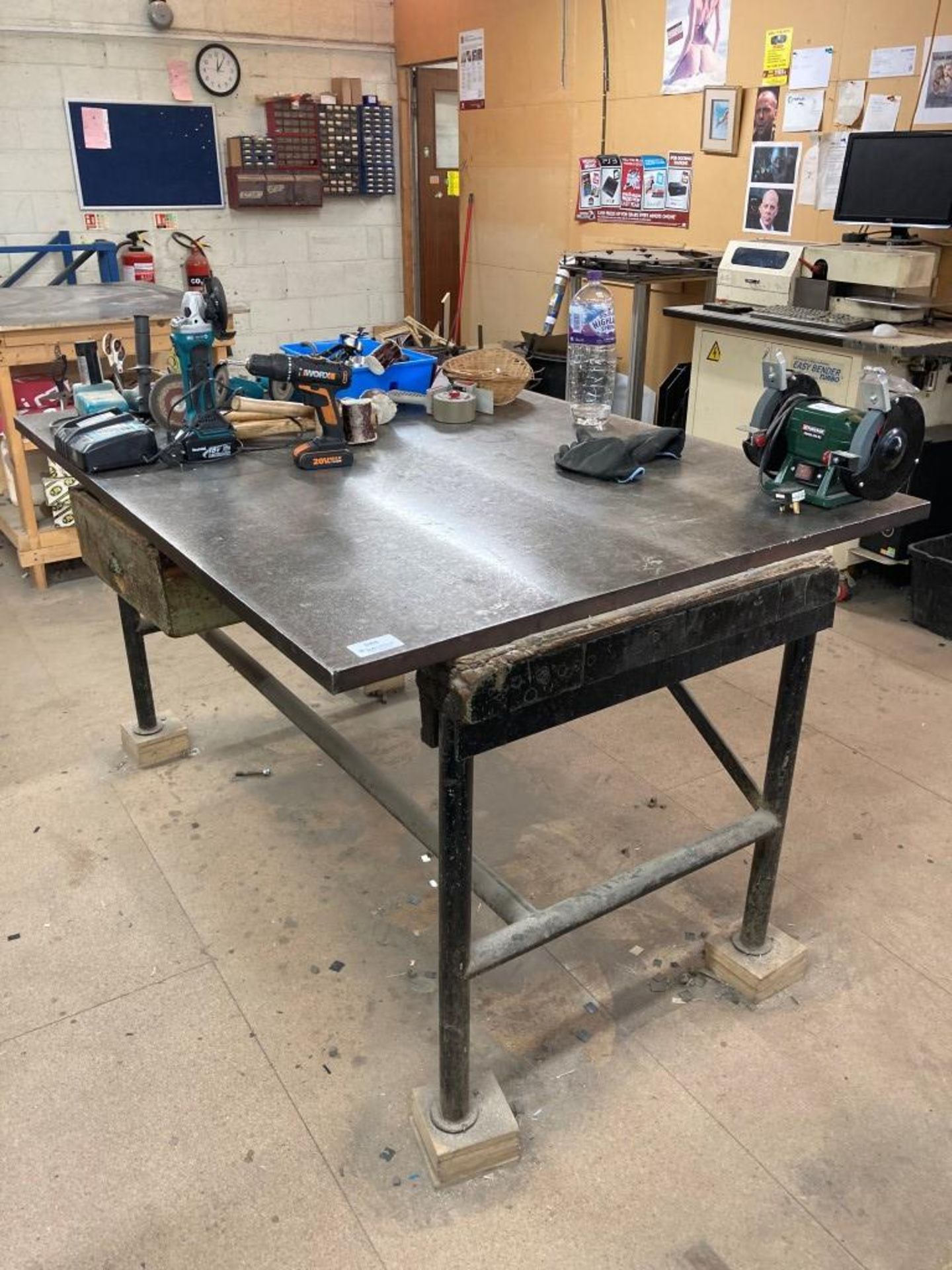 Steel surface table with steel frame