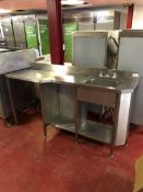 Stainless steel single sink unit with run off / preparation area