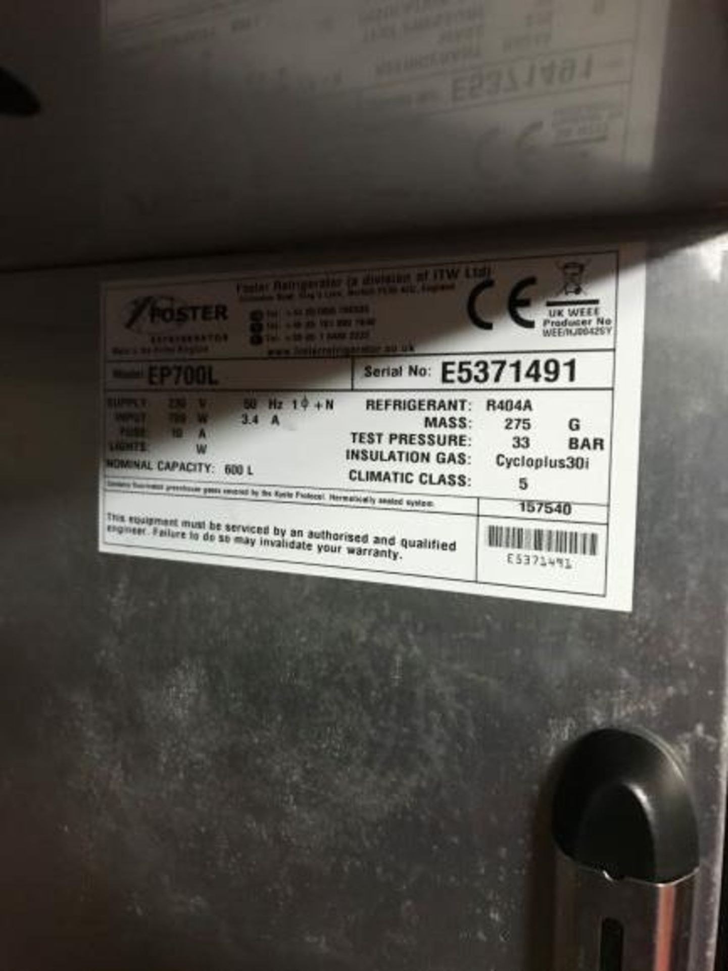 Foster Refrigeration ECOPRO G2 EP700L stainless steel single door upright freezer - Bild 3 aus 3
