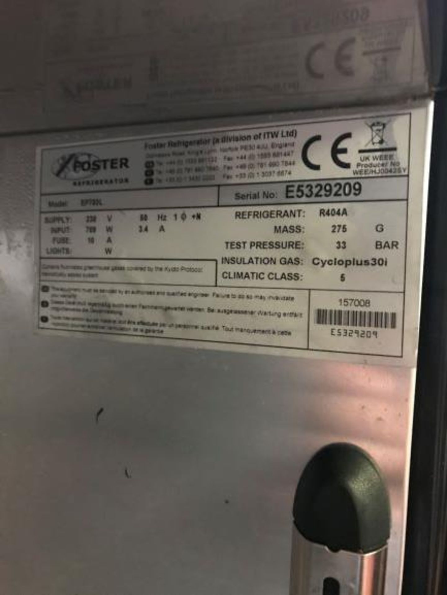 Foster Refrigeration ECOPRO G2 EP700L stainless steel single door upright freezer - Image 3 of 3