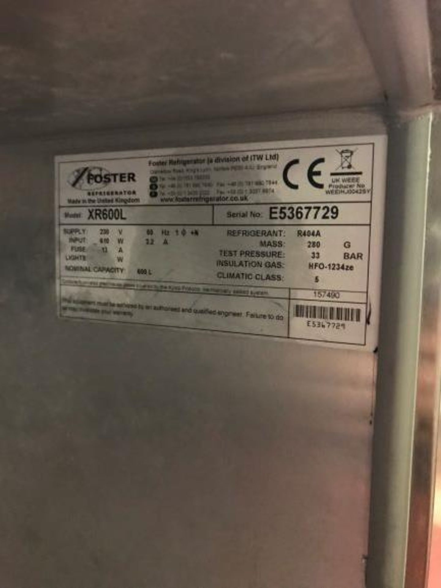 Foster Xtra XR600L stainless steel single door cabinet freezer - Bild 3 aus 3