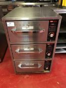 Hatco Heatmax HDW-3N stainless steel three drawer food warmer