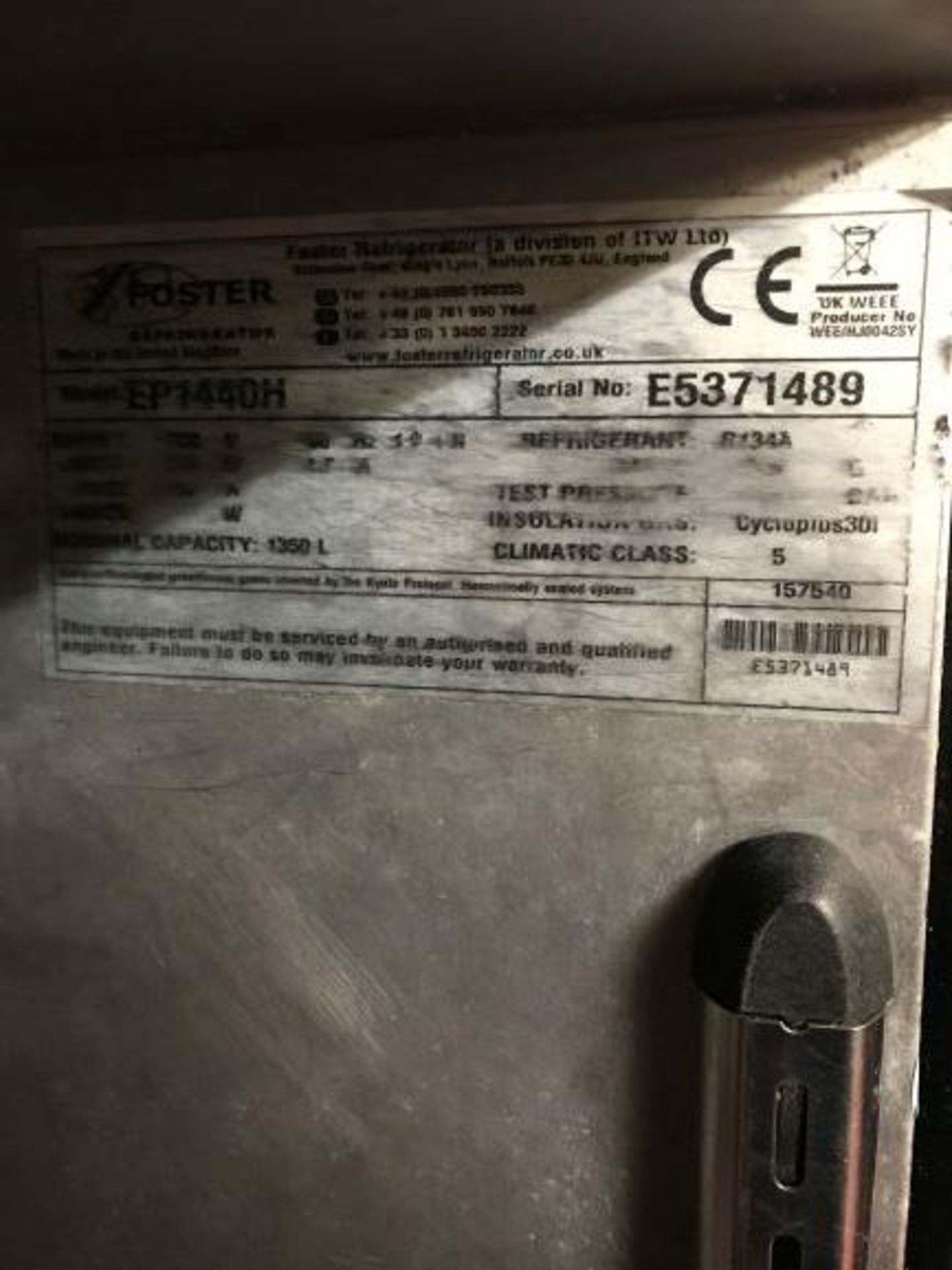 Foster Refrigeration ECOPRO G2 EP1440H two door stainless steel upright refrigerator - Image 4 of 5