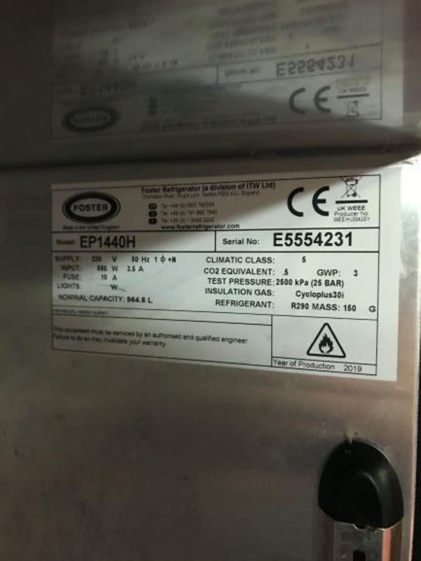 Foster Refrigeration ECOPRO G2 EP1440H two door stainless steel upright refrigerator - Image 4 of 5