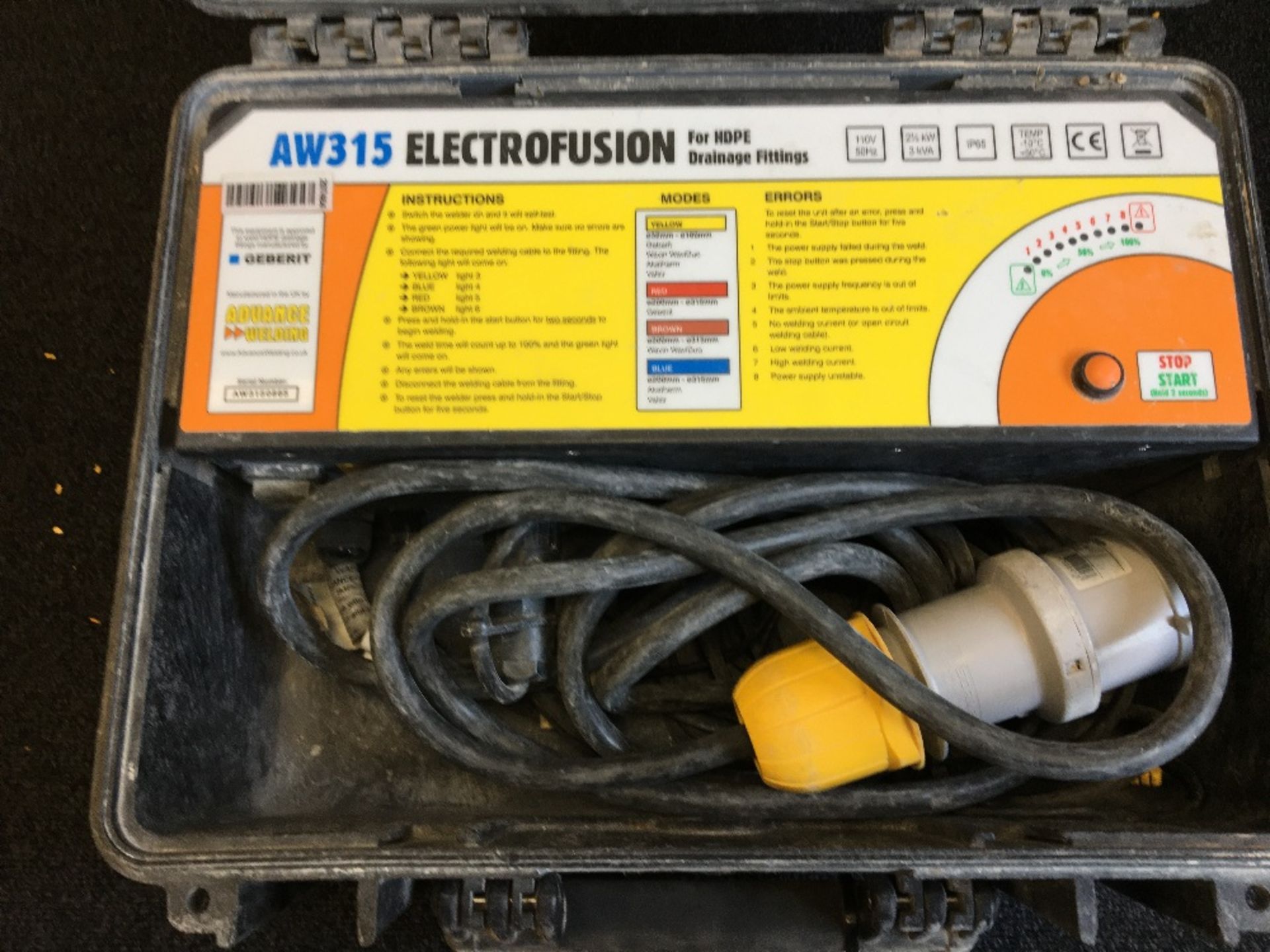 Advance Fusion Welder AW315 electrofusion with carry case - Image 5 of 5