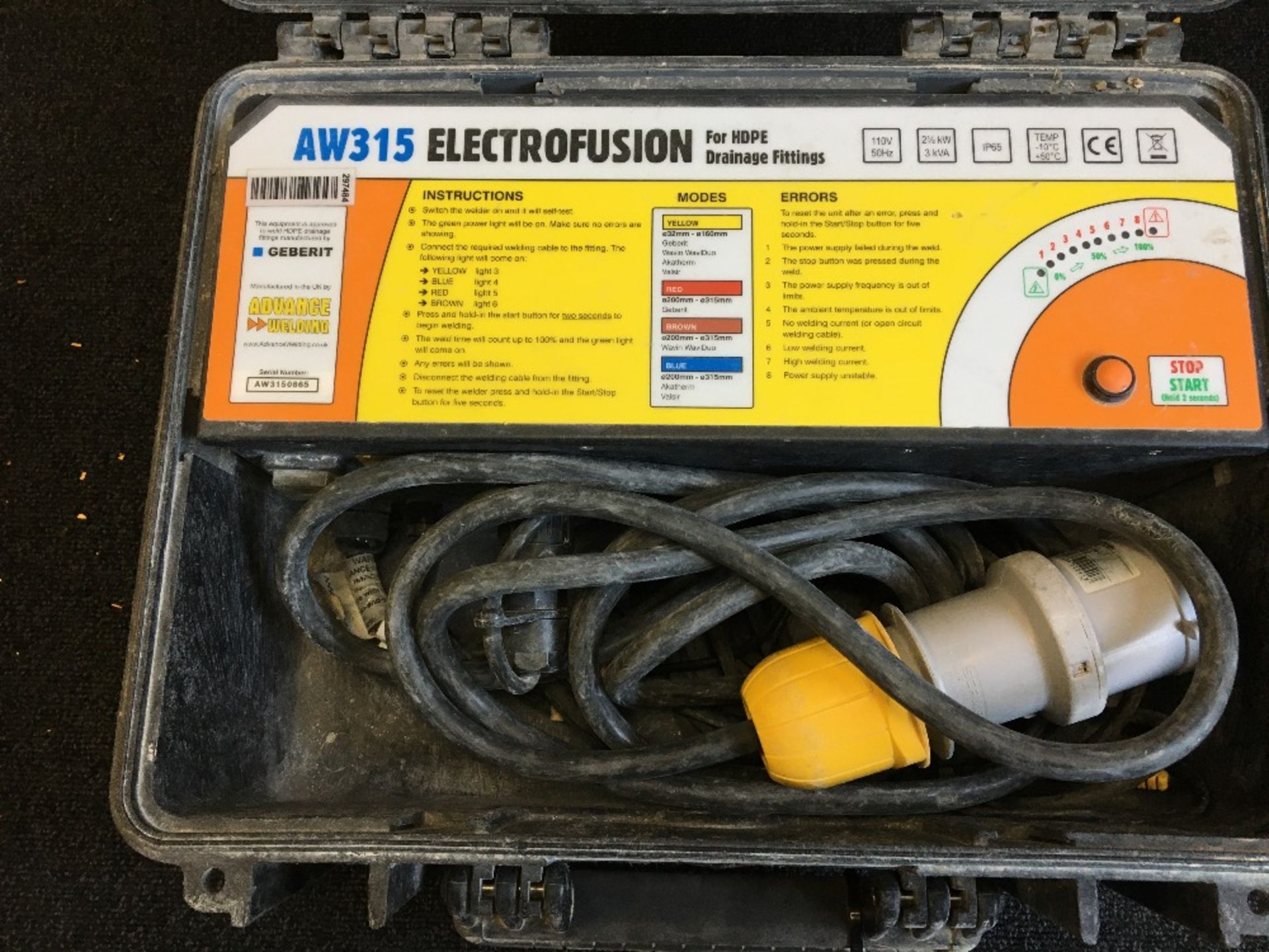 Advance Fusion Welder AW315 electrofusion with carry case - Image 4 of 5