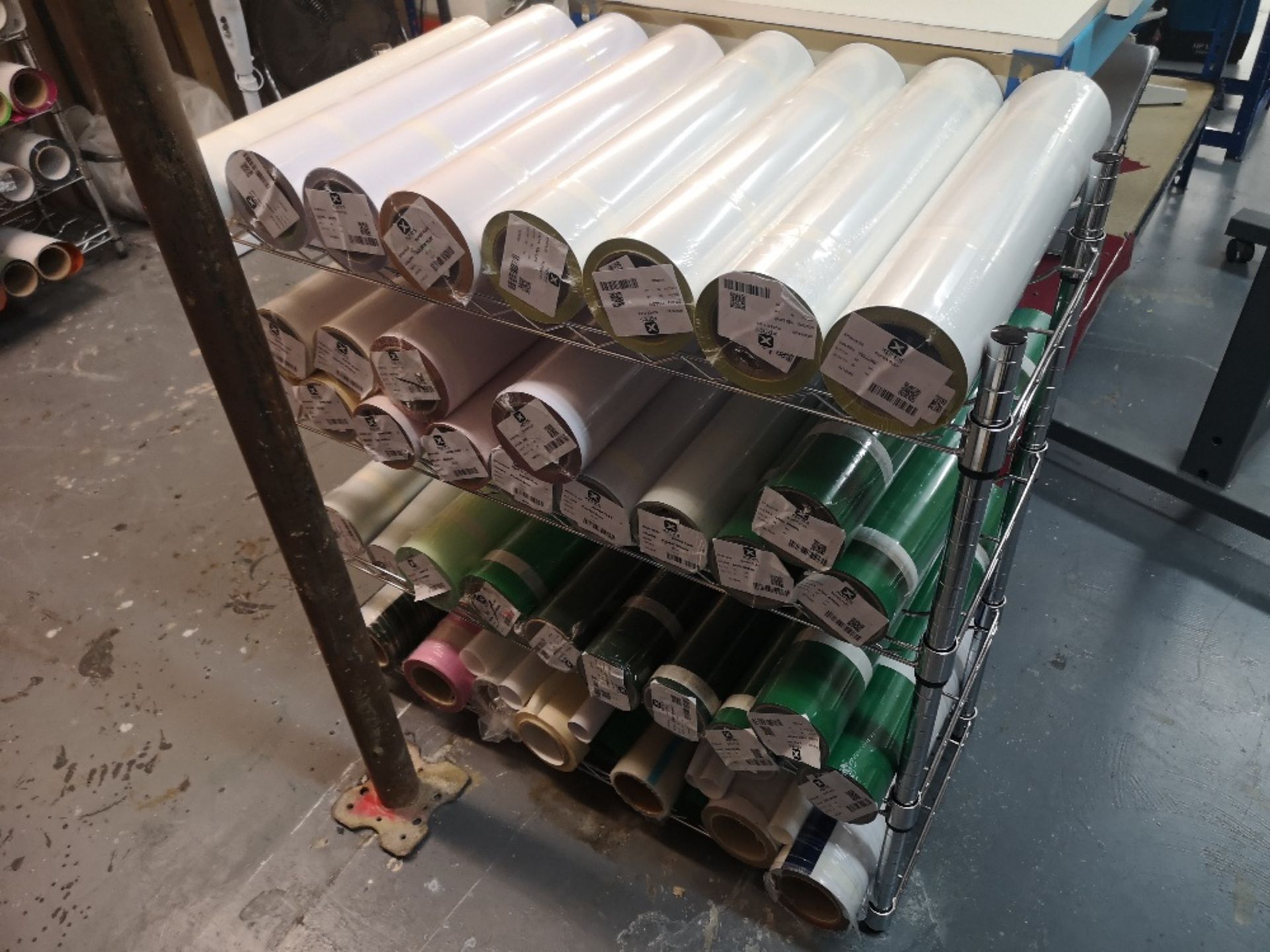 Large Quantity of Textile Transfer Film & (3) Chrome Wire Racks - Image 3 of 3