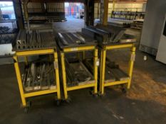 (3) Mobile steel framed trolleys c/w Large Quantity of Pressbrake Tooling