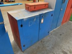 Wooden 2 door undercounter storage cabinet with steel tool box