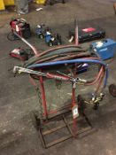 Oxyacetylene welding trolley c/w Hoses, Torch & Regulators