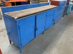 Steel 4 door storage cabinet with workbench topper