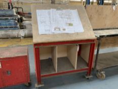 Steel Framed Mobile Work Table & Wooden Drawing Plinth