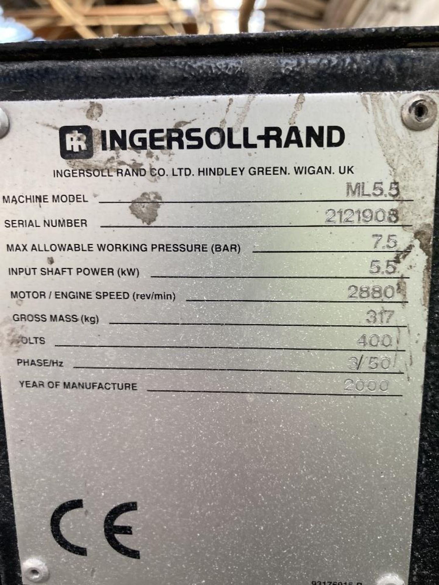 Ingersol Rand ML5.5 Compressor - Image 3 of 5