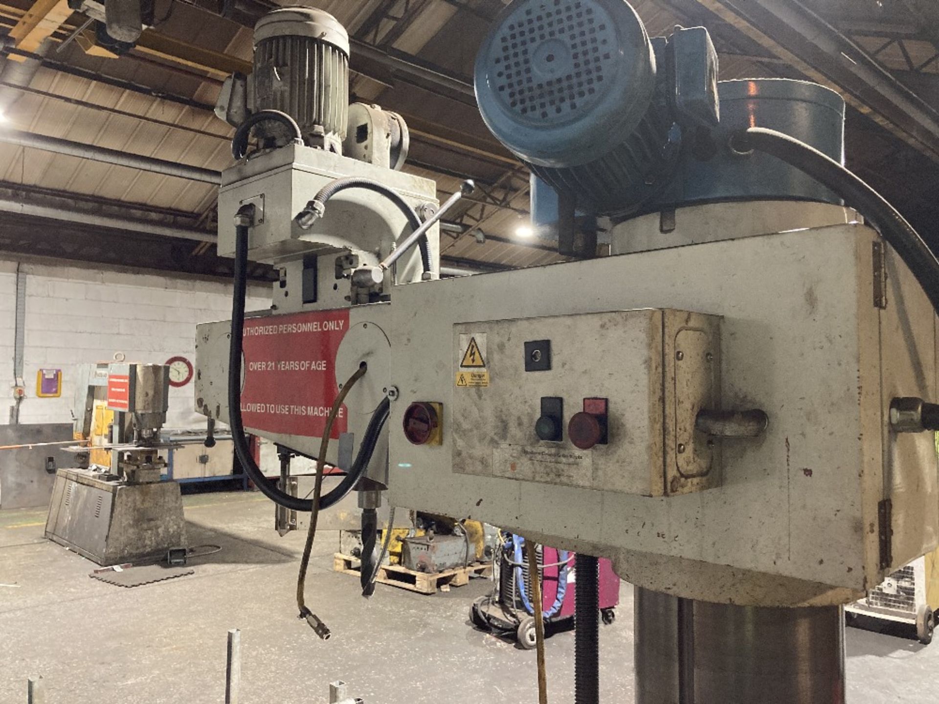 Excel RD-1100 radial drill with three metal cabinets, associated tooling and spare setter bed - Image 24 of 26