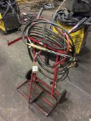 Oxyacetylene welding trolley c/w Hoses, Torch & Regulators