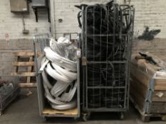 2 Cages with contents to include rubber seal and plastic flexible flat bar