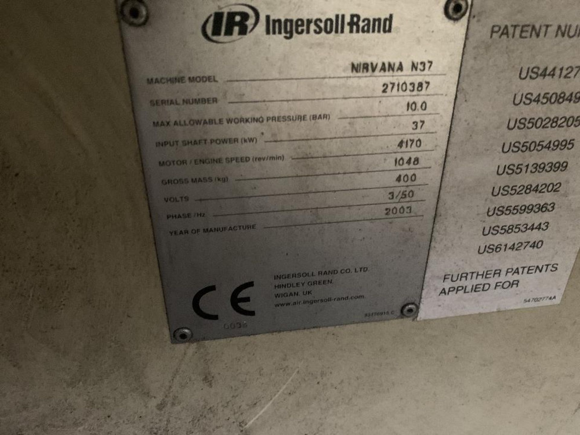 Ingersoll Rand Nirvana N37 compressor - Image 2 of 2