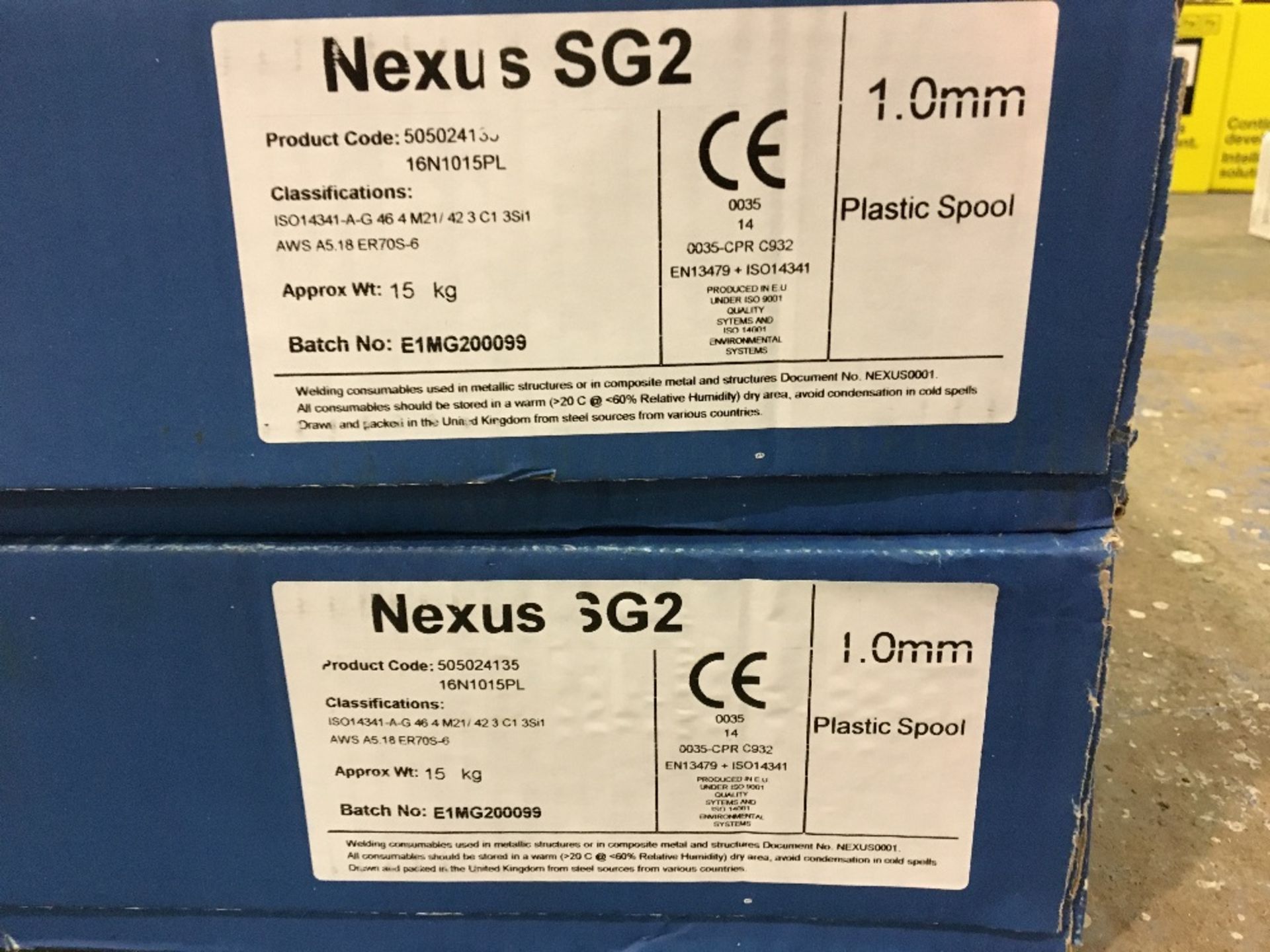 (2) Nexus SG2 1.0mm mild steel Mig welding wire with plastic spool boxed - Image 3 of 3