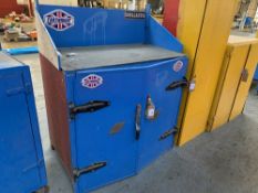 Wooden 2 door storage cabinet with workbench topper