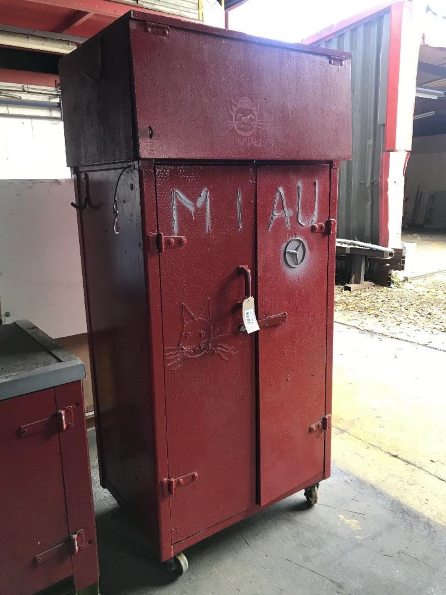 Steel Framed Mobile Cupboard with Box Over