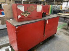 Fabricated Steel Mobile Heavy Duty Workbench, Cupboards & Contents