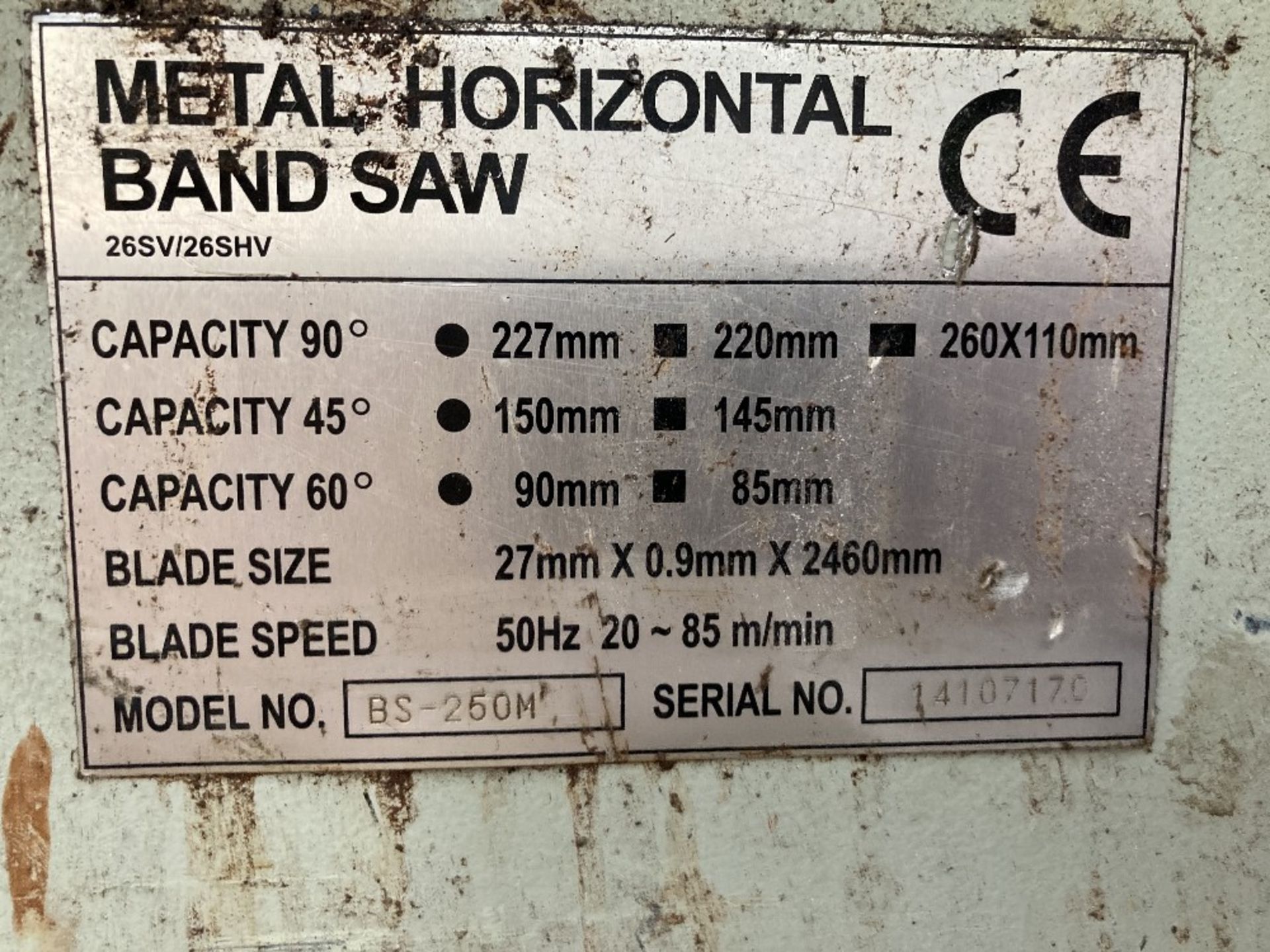 Baileigh Induistrial BS250M horizontal bandsaw - Image 3 of 6