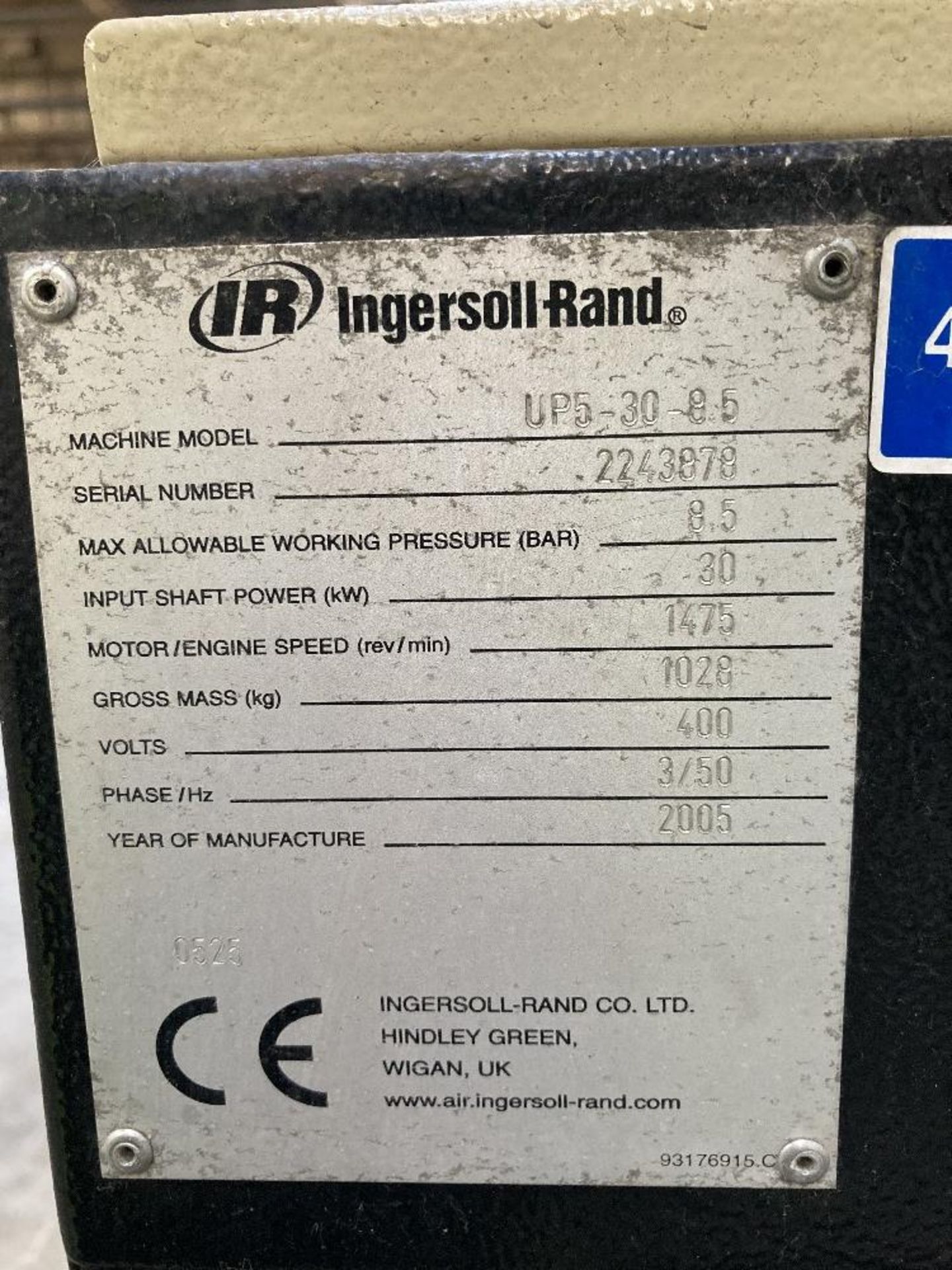 Ingersol Rand UP5-30-9.5 Compressor - Image 5 of 7