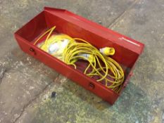 Quantity of 110v Extension Leads with Steel Box