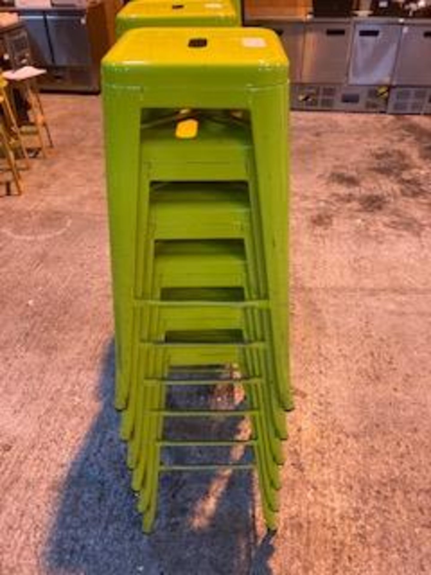 (6) Lime Green Steel Stools - Image 2 of 2