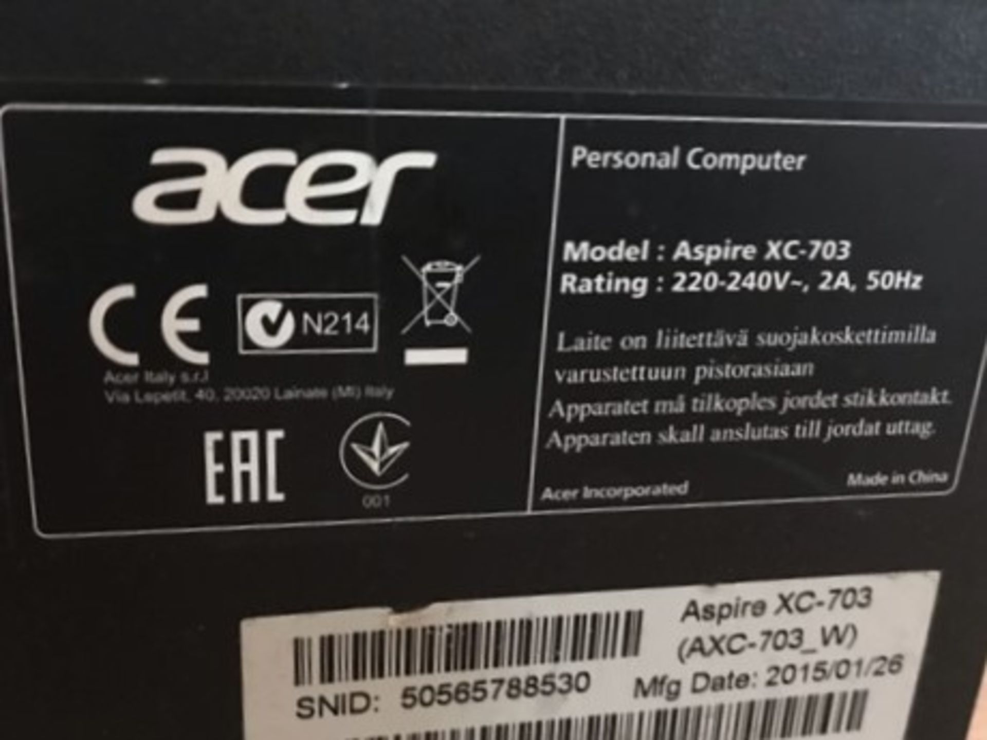 Acer XC-703 Intel Pentium J2900 personal computer - Image 3 of 3