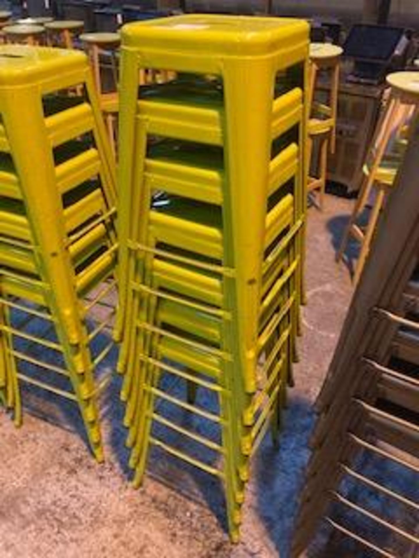 (6) Lime Green Steel Stools - Image 2 of 2