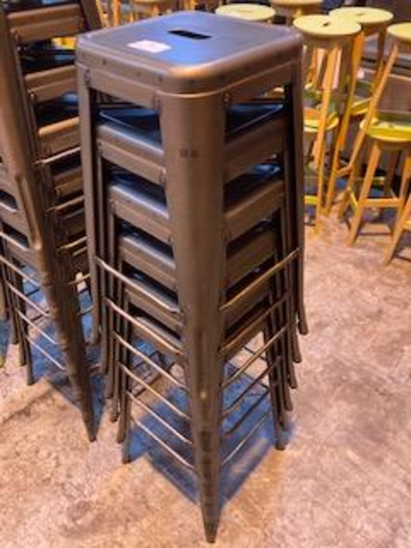 (7) Grey Steel Stools