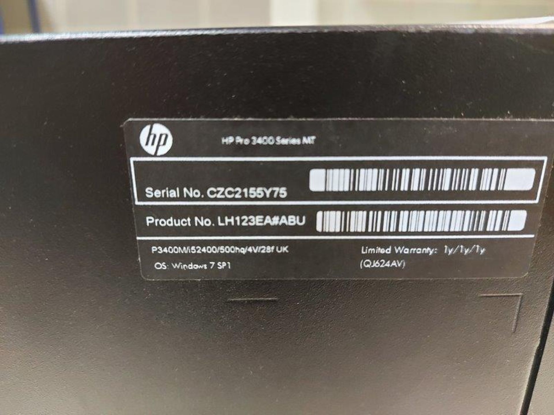 (3) HP Pro 3400 Series MT personal computers - Image 2 of 4