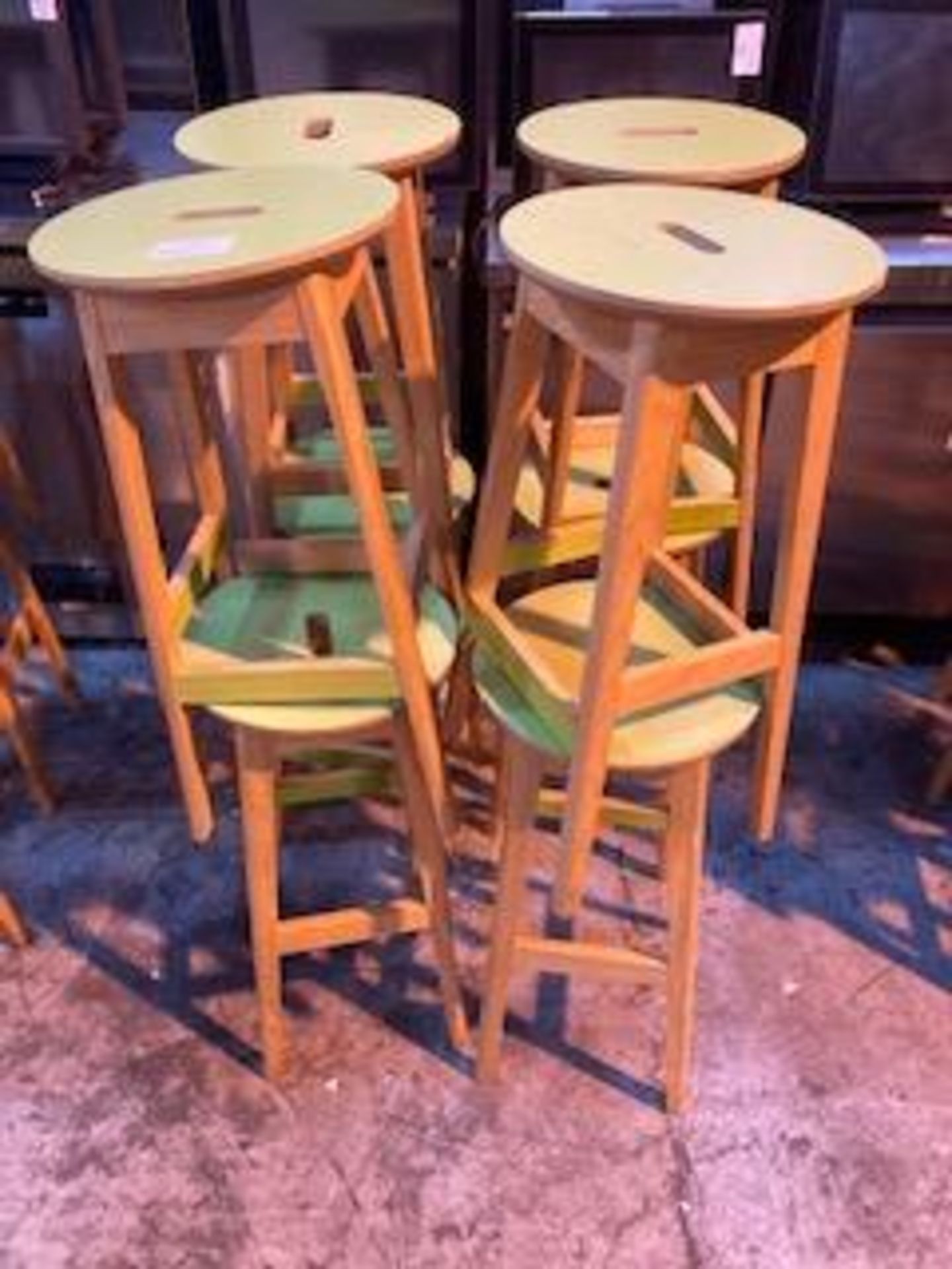 (8) Lime Green / Maple Stools - Image 2 of 2