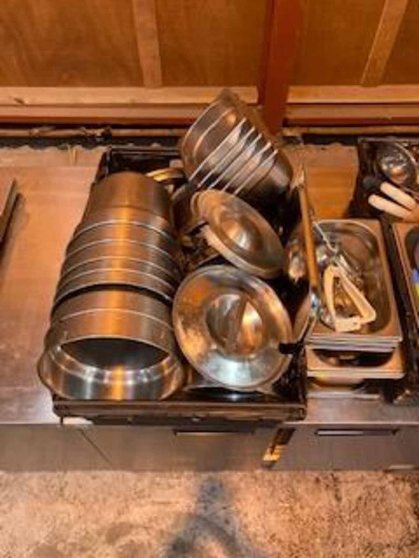 Quantity of Stainless Steel Gastronorm Containers, Utensils, Buffalo CC191 Water Boiler - Image 5 of 5