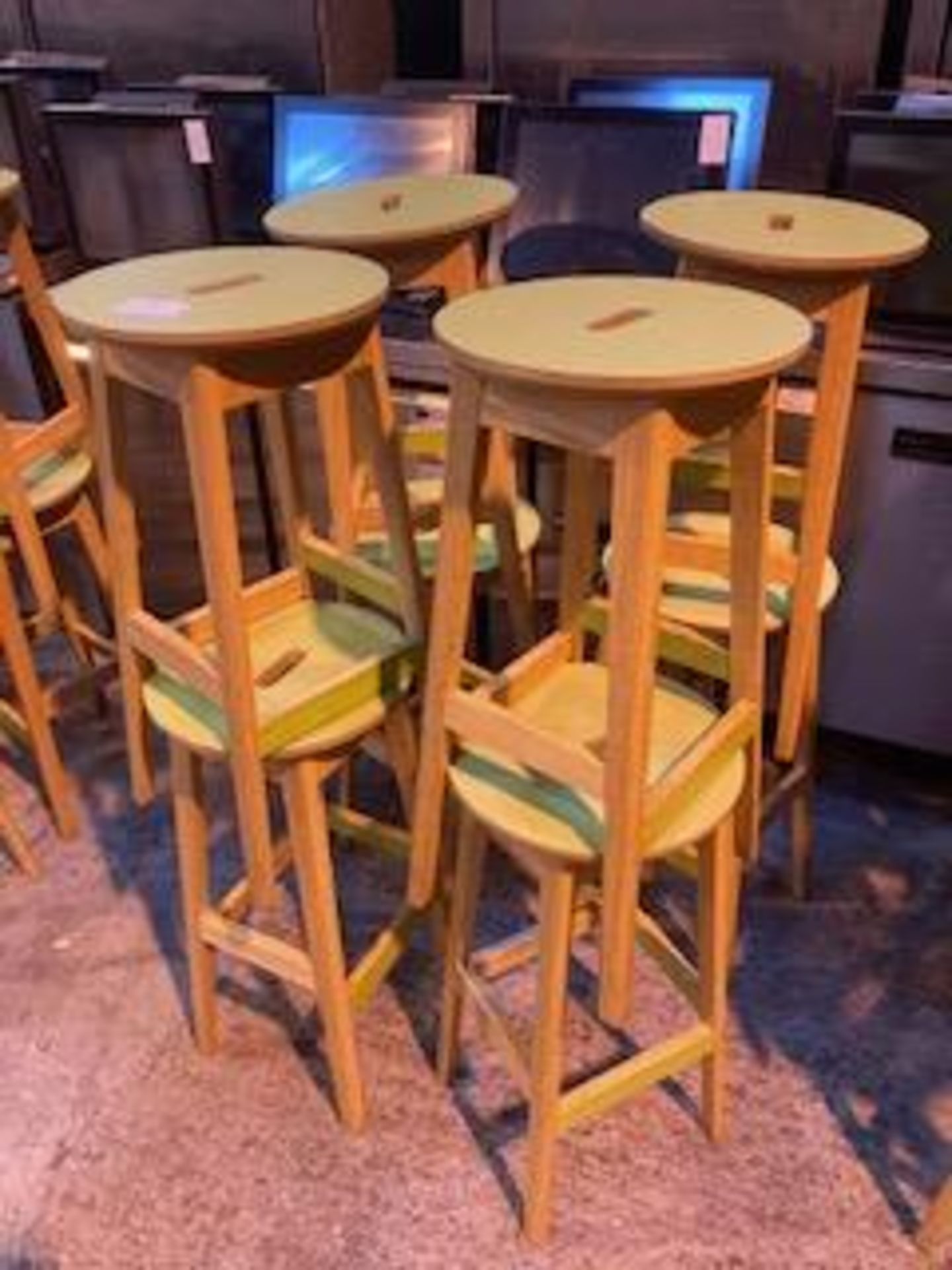 (8) Lime Green / Maple Stools - Image 2 of 2