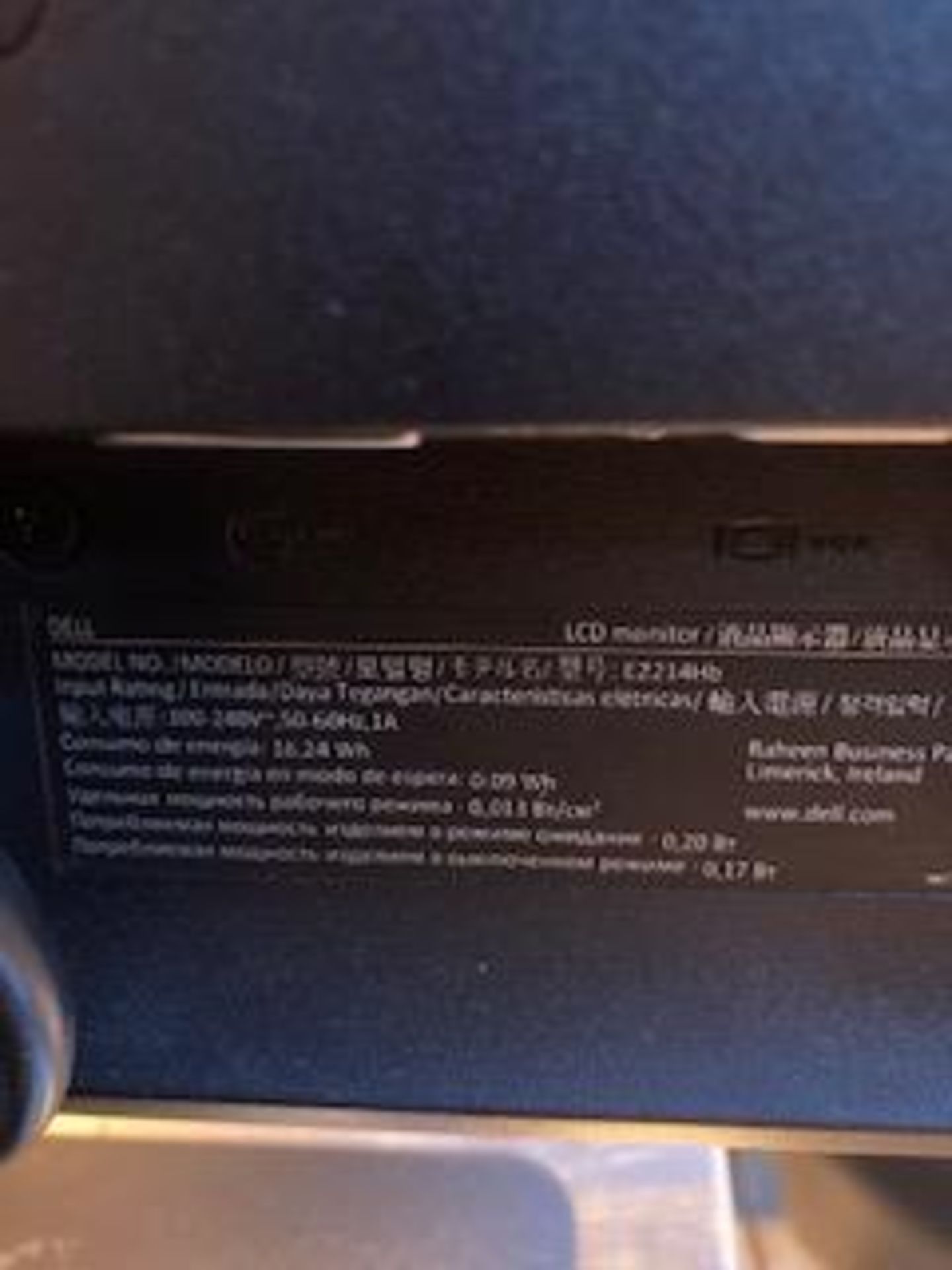(2) Dell E2214Hb 22" LCD Monitors - Image 3 of 3