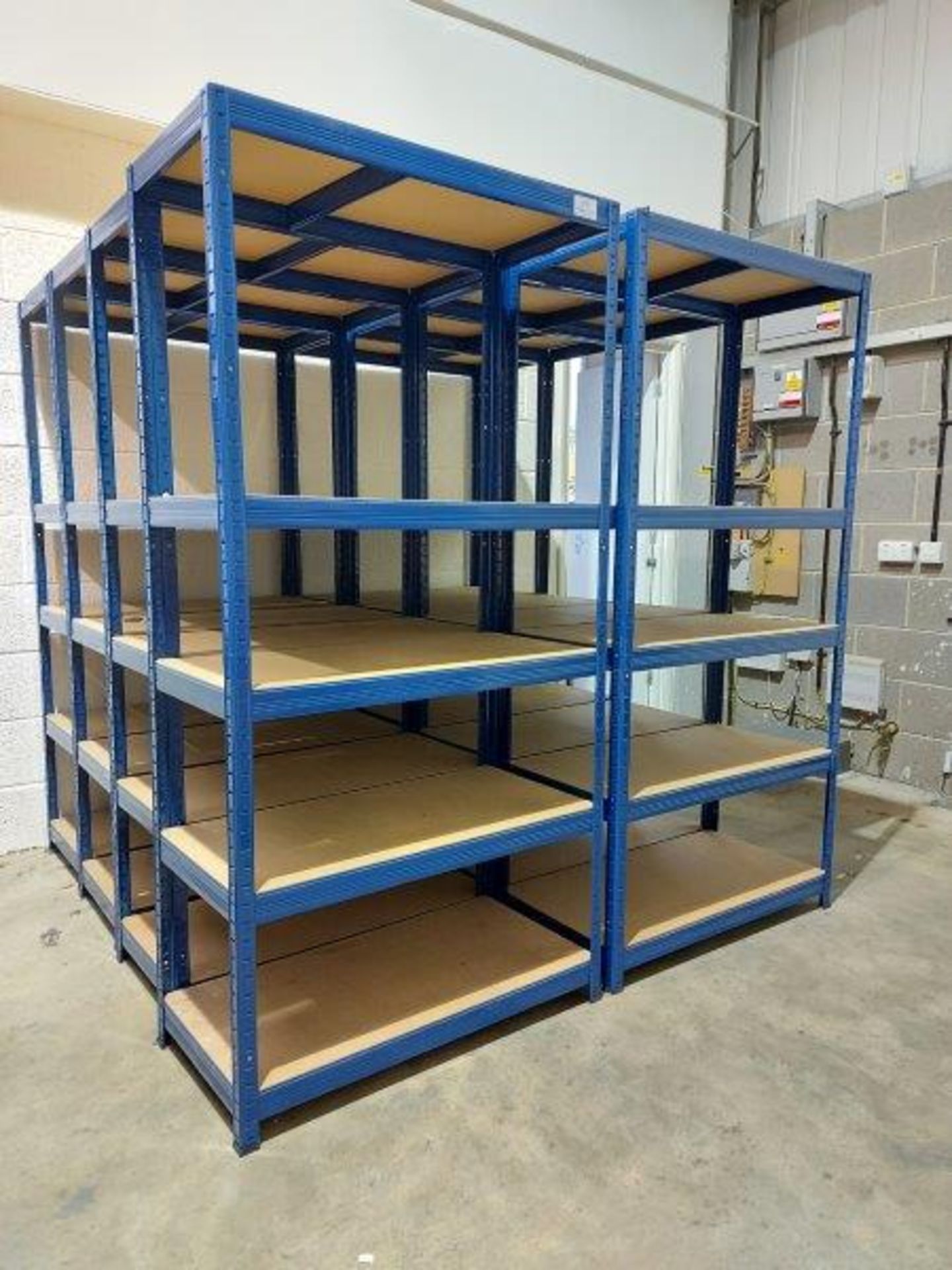 (8) Bays of light duty boltless shelving