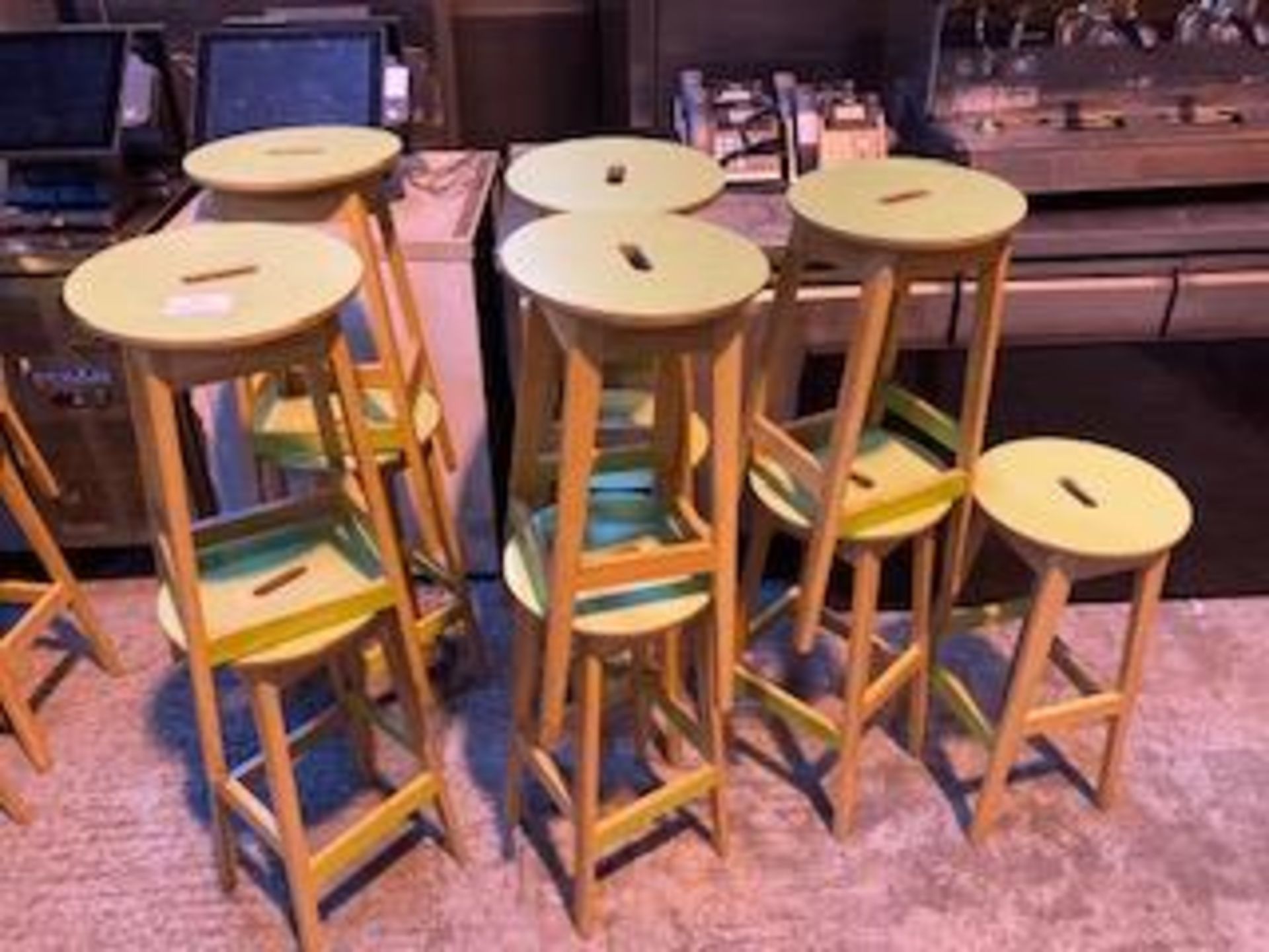 (11) Lime Green / Maple Stools - Image 2 of 2