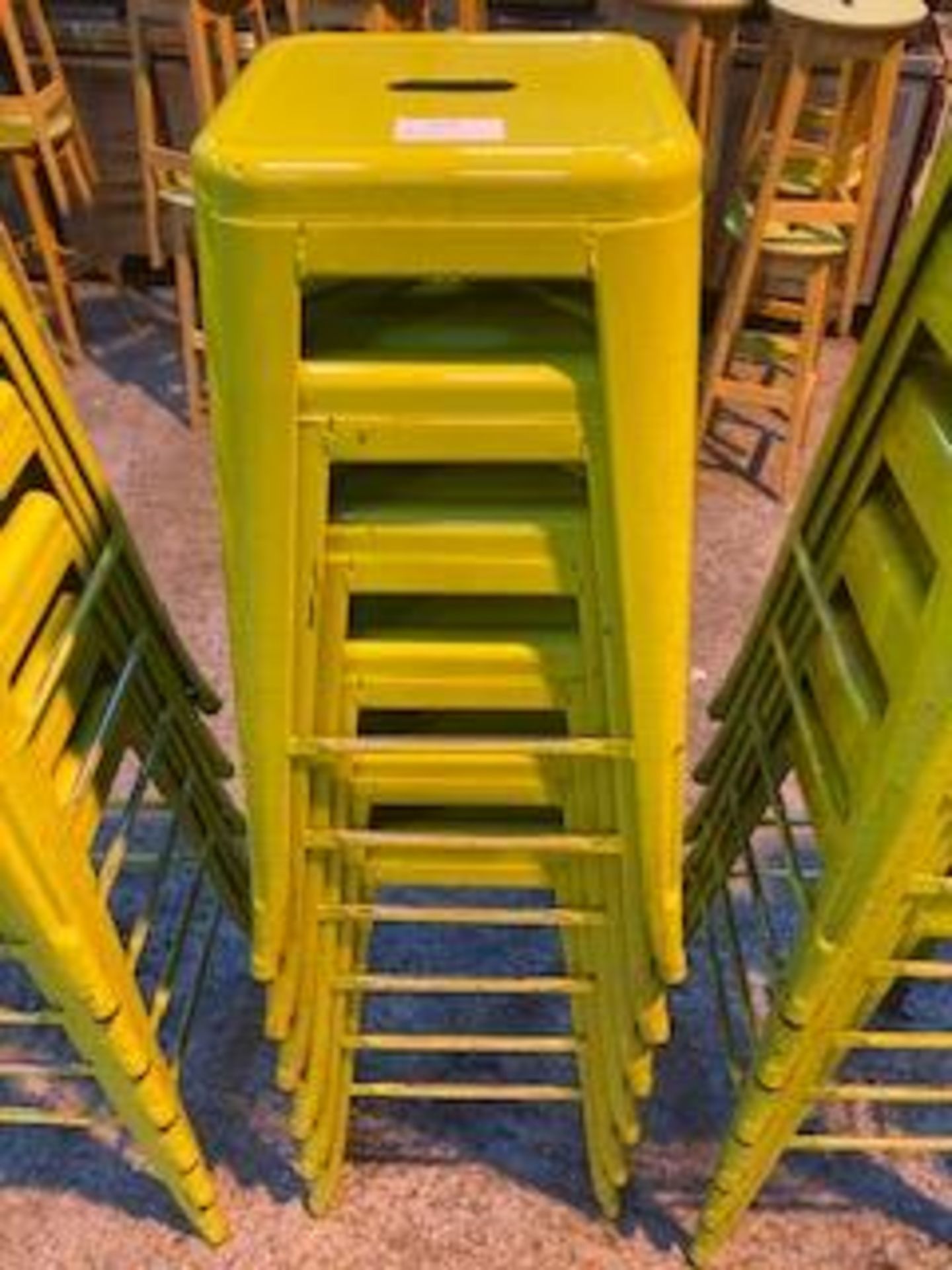(6) Lime Green Steel Stools