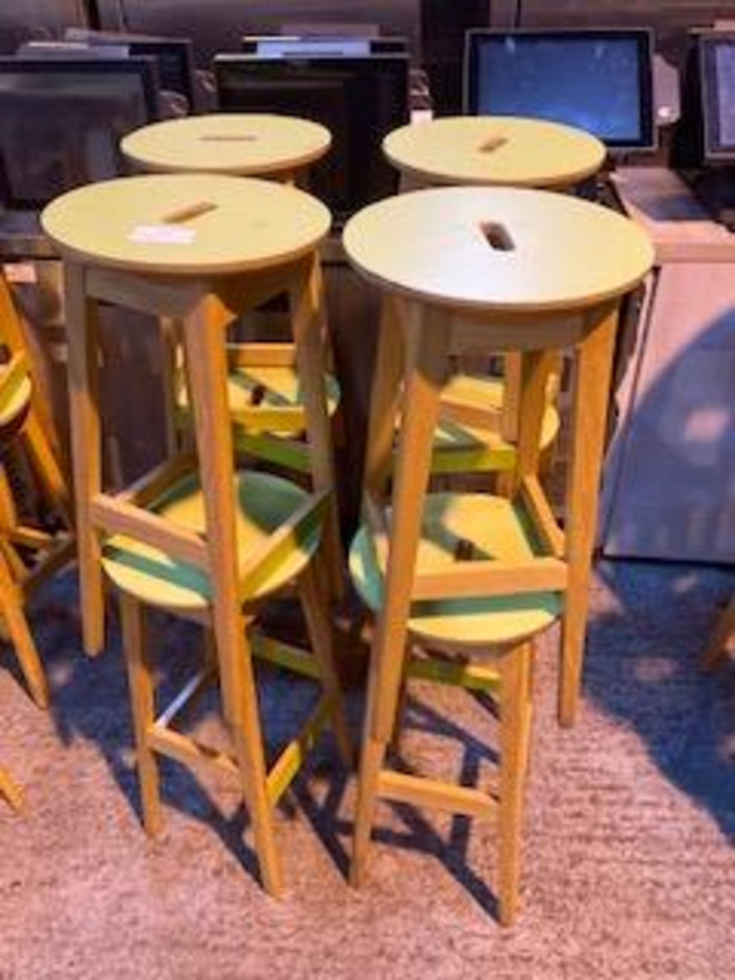 (8) Lime Green / Maple Stools - Image 2 of 2