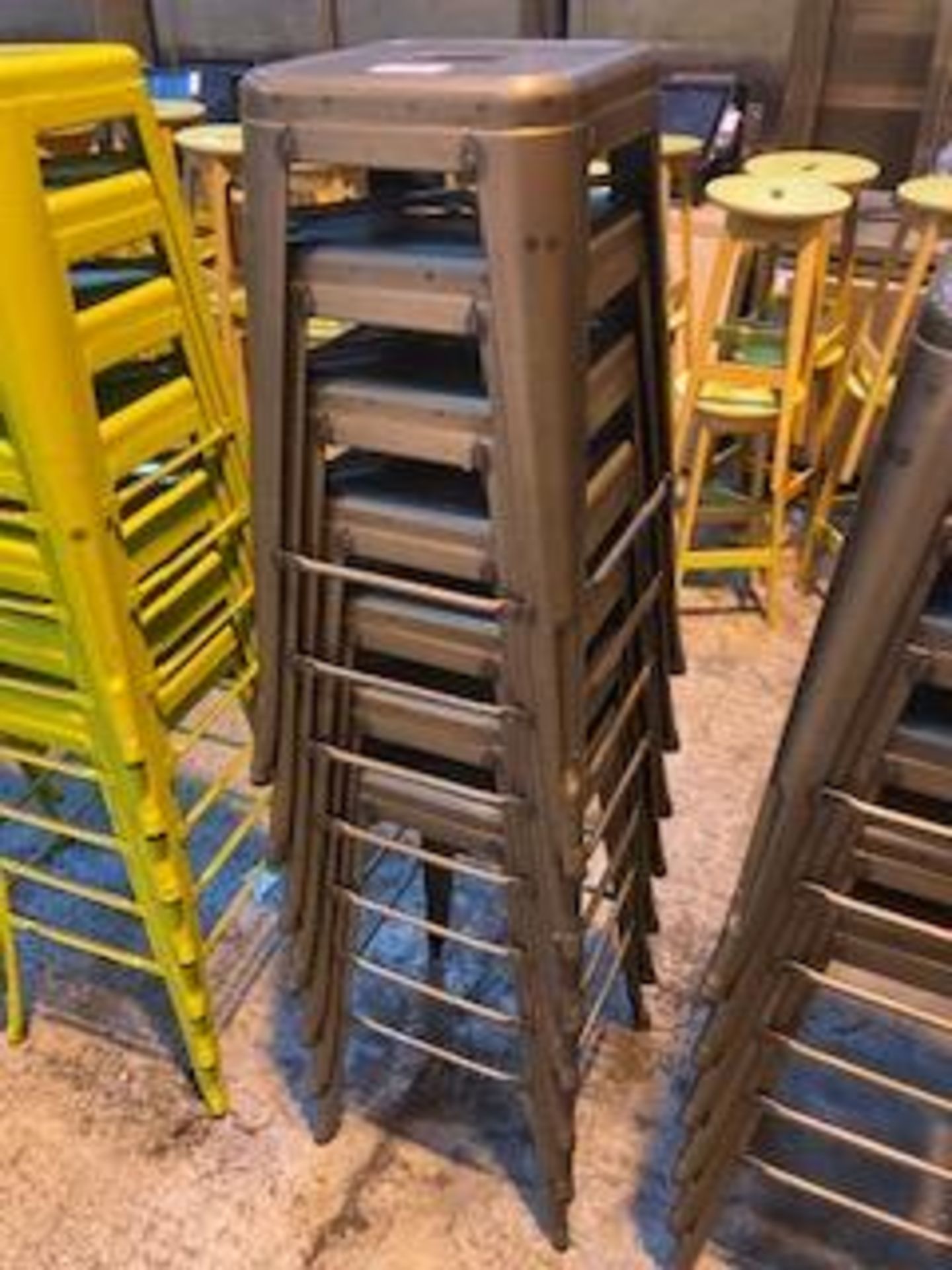 (7) Lime Green Steel Stools - Image 2 of 2