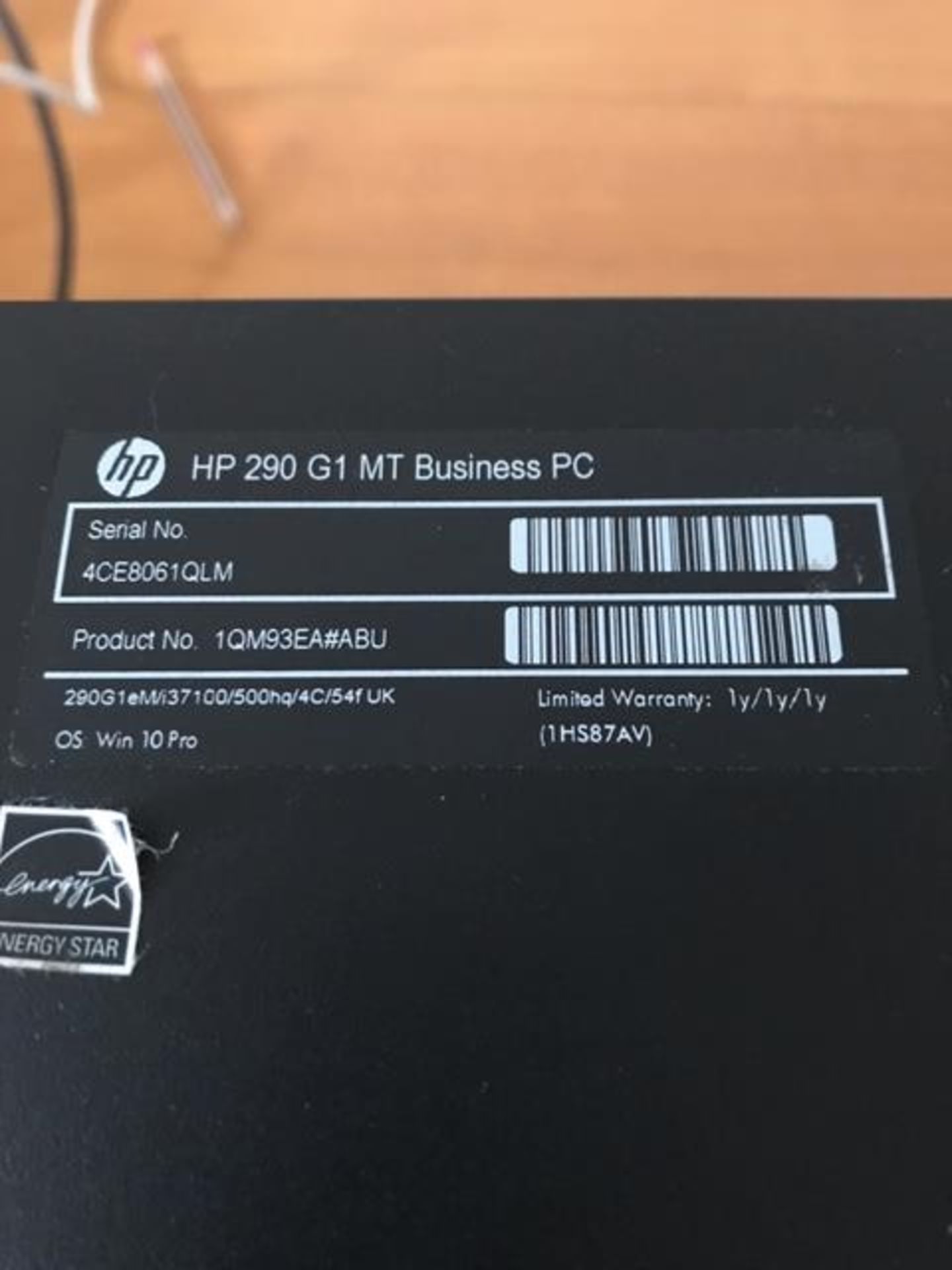 HP 290 G1 MT Business core i3 7th gen personal computer - Image 3 of 3