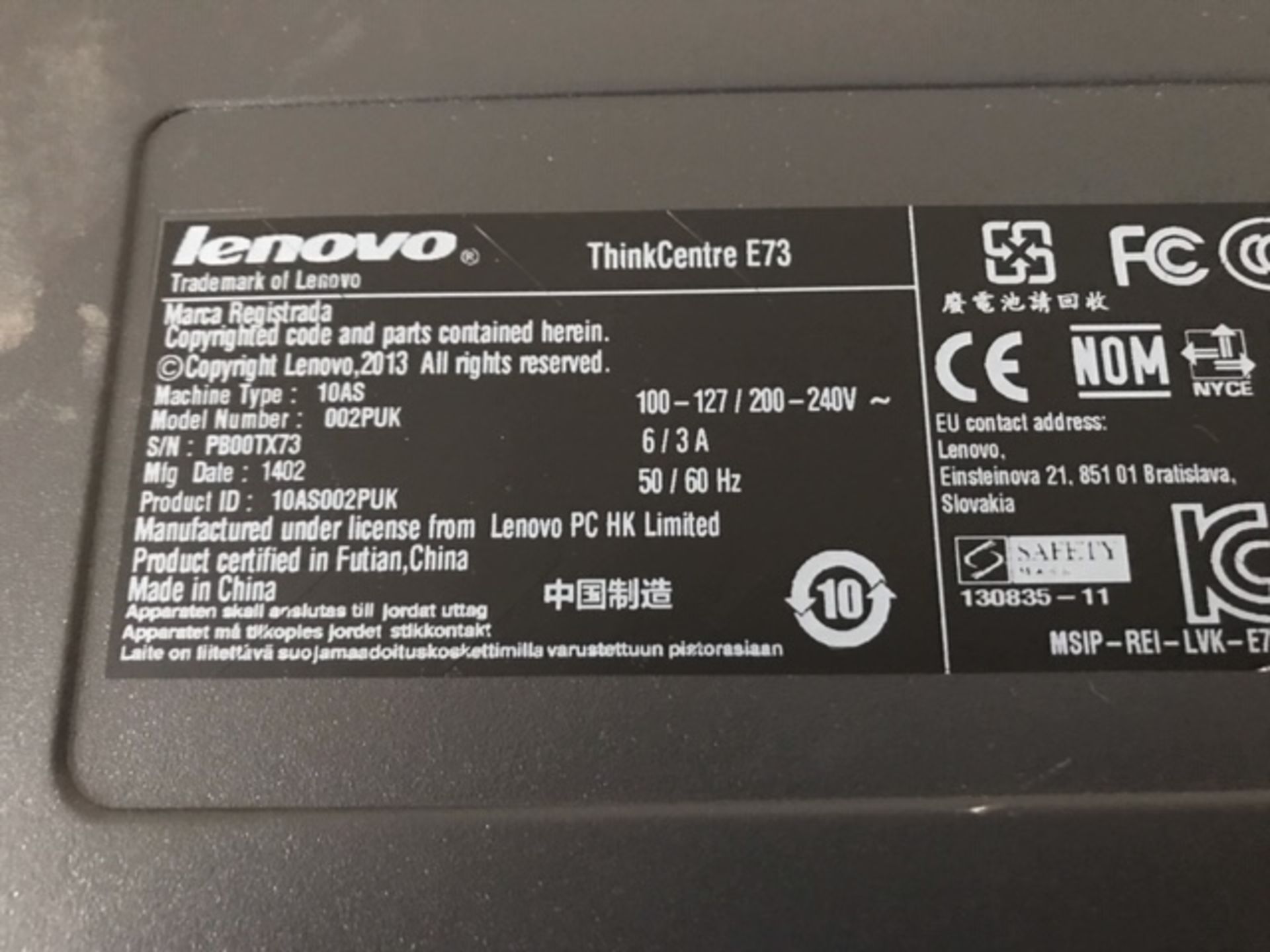 Lenovo ThinkCentre E73 core i5 personal computer - Image 3 of 3