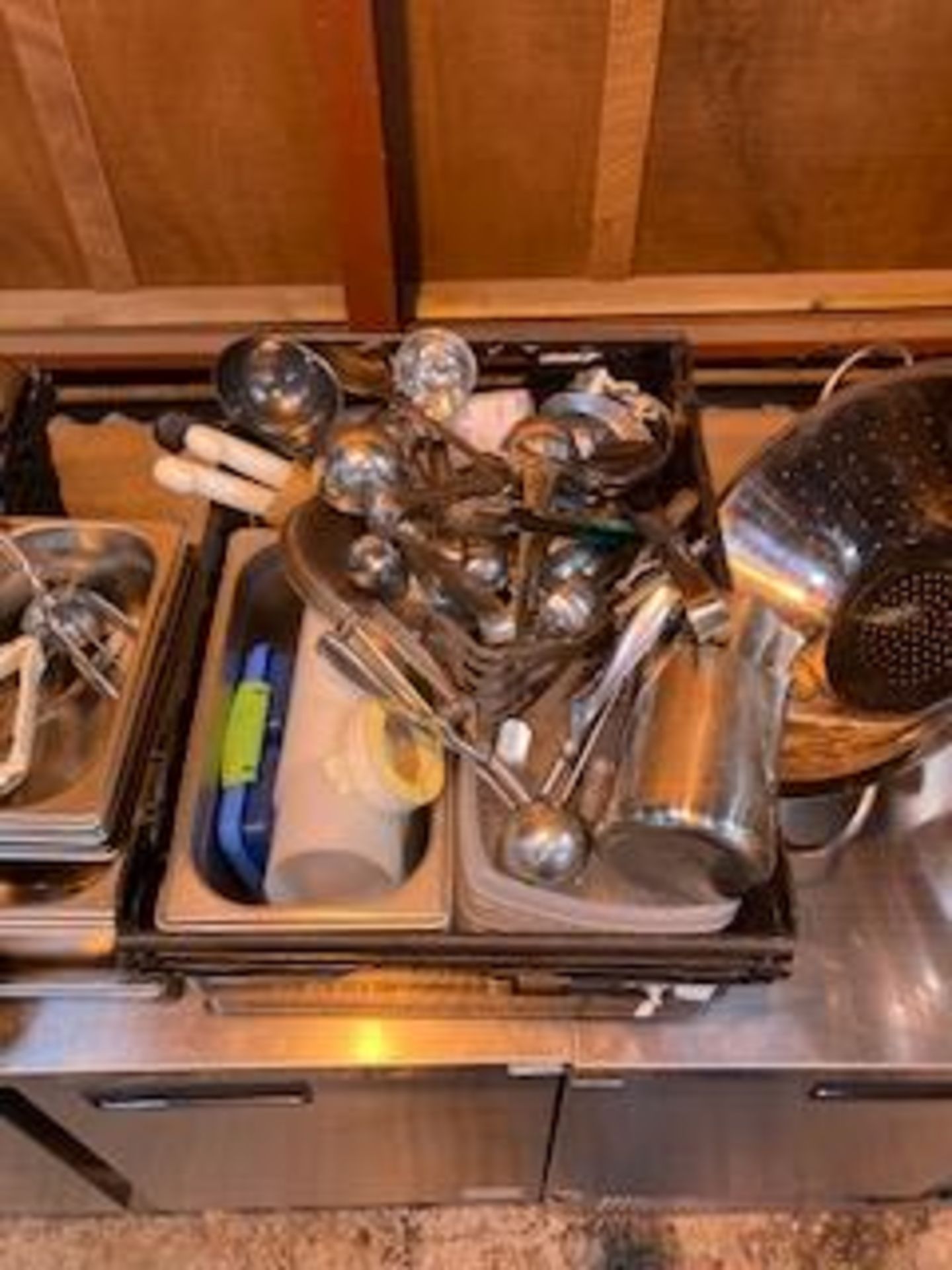 Quantity of Stainless Steel Gastronorm Containers, Utensils, Buffalo CC191 Water Boiler - Image 4 of 5